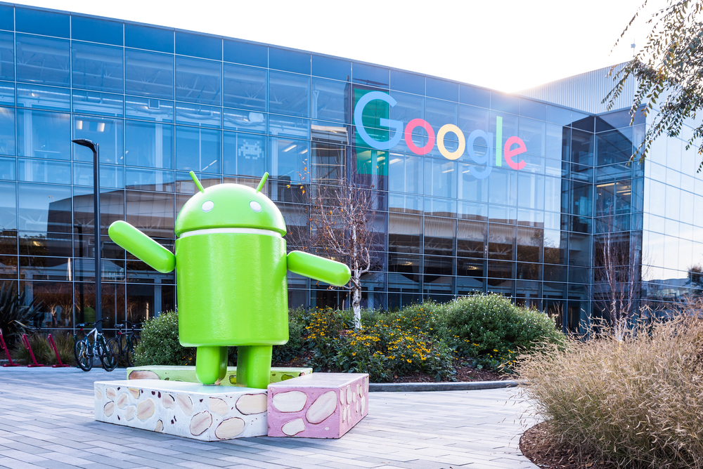 Google headquarters with statue in front