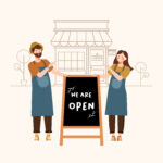 two small business owners opening a cafe