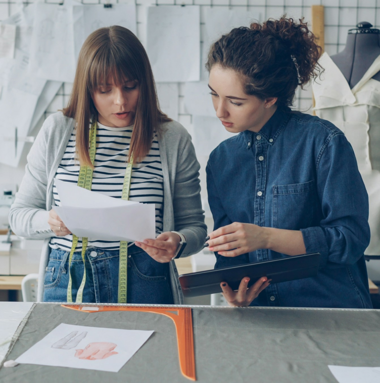small business women working with clothing