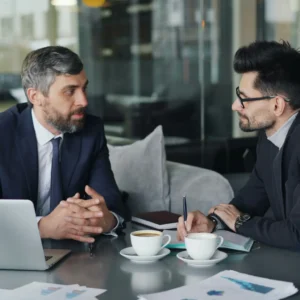 two men in a meeting about their Delaware LLC